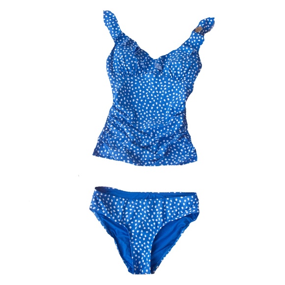 Nip Tuck Swim Swim Nwt Nip Tuck Swim Blue Polka Dot Ruffle Tankini